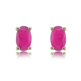 9ct Yellow Gold 5x3mm Oval Ruby Stud Earrings