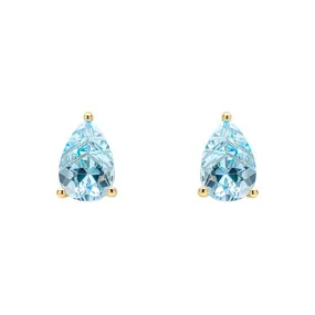9ct Yellow Gold Pear Cut Blue Topaz Stud Earrings GE2486T