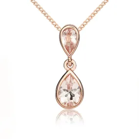9K Rose Gold Double Pear Morganite Pendant