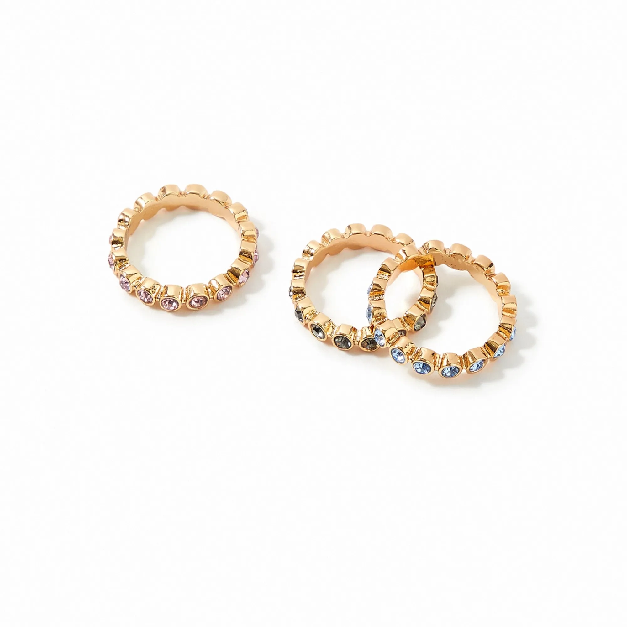 Accessorize London Women's Pastel Pop Set of 3 Bezel Eterity Rings-Large
