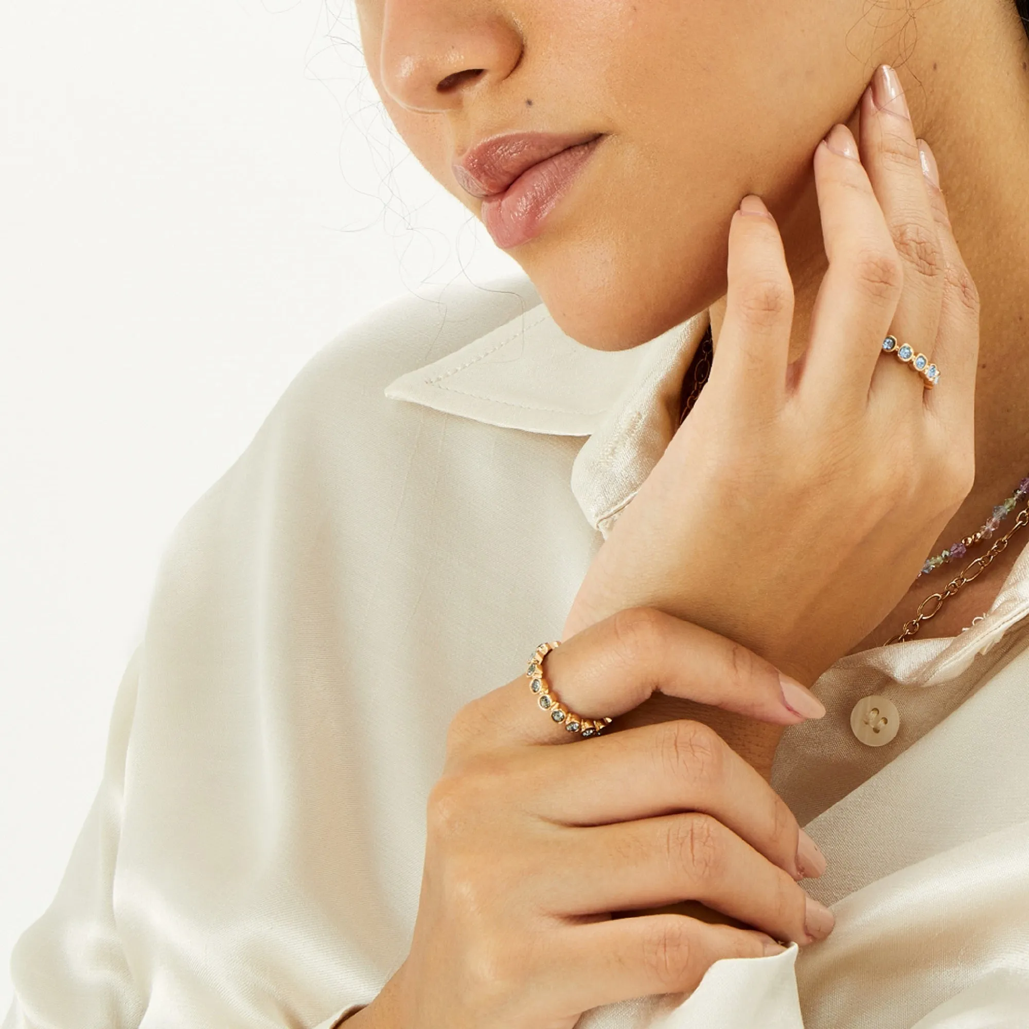 Accessorize London Women's Pastel Pop Set of 3 Bezel Eterity Rings-Large