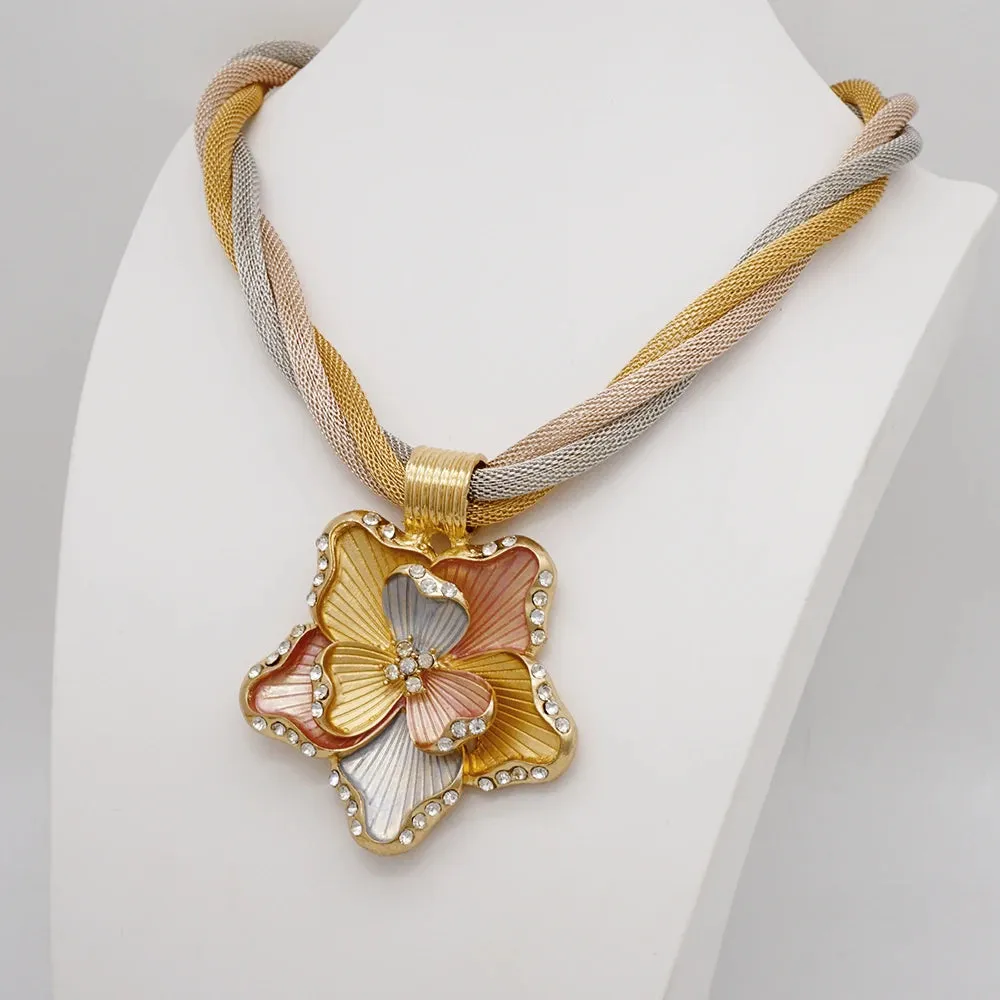 African Jewelry Sets Colorful Rope Crystal Pendant Dubai Jewelry Sets Women