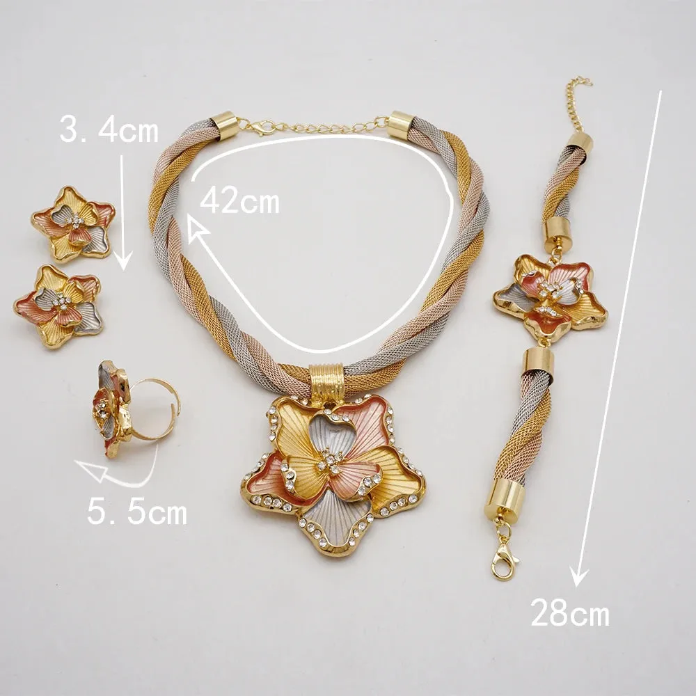 African Jewelry Sets Colorful Rope Crystal Pendant Dubai Jewelry Sets Women
