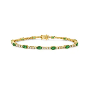 Alternate Diamond & Oval Emerald Tennis Bracelet (4.45 ct.) 4-Prongs Setting in 14K Gold