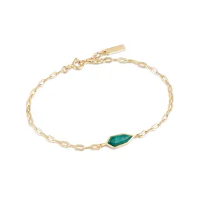 Ania Haie Gold Plated Malachite Emblem Chain Bracelet