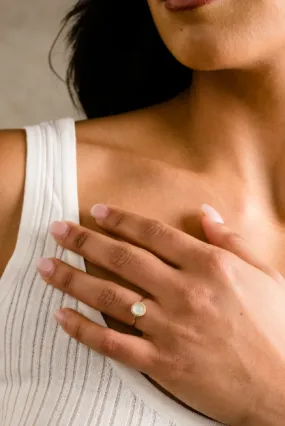 Aquamarine Halo Ring
