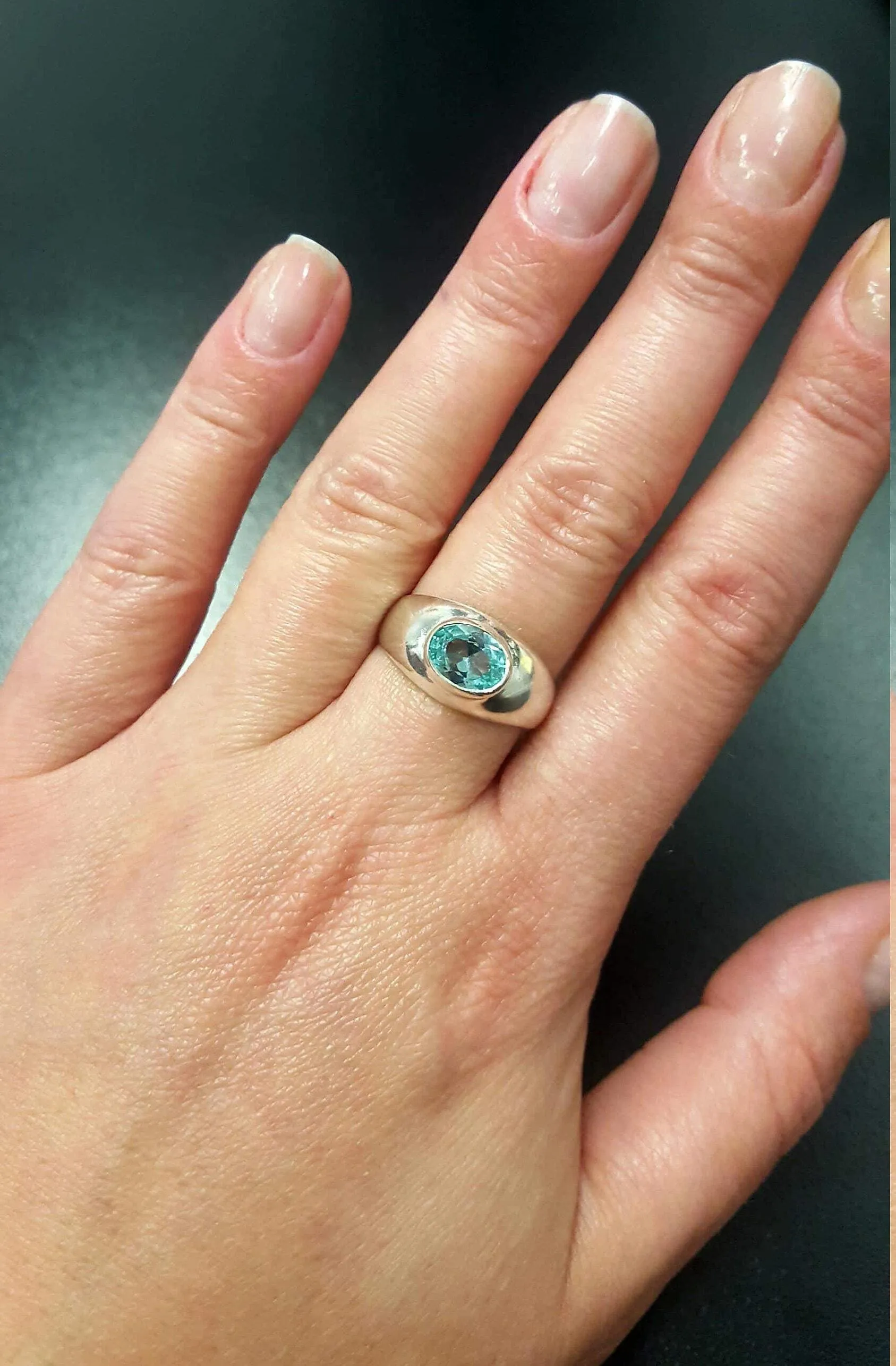 Aquamarine Silver Ring - Chunky Ring, Statement Aquamarine Ring, March Birthstone Ring