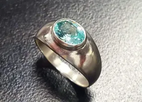 Aquamarine Silver Ring - Chunky Ring, Statement Aquamarine Ring, March Birthstone Ring