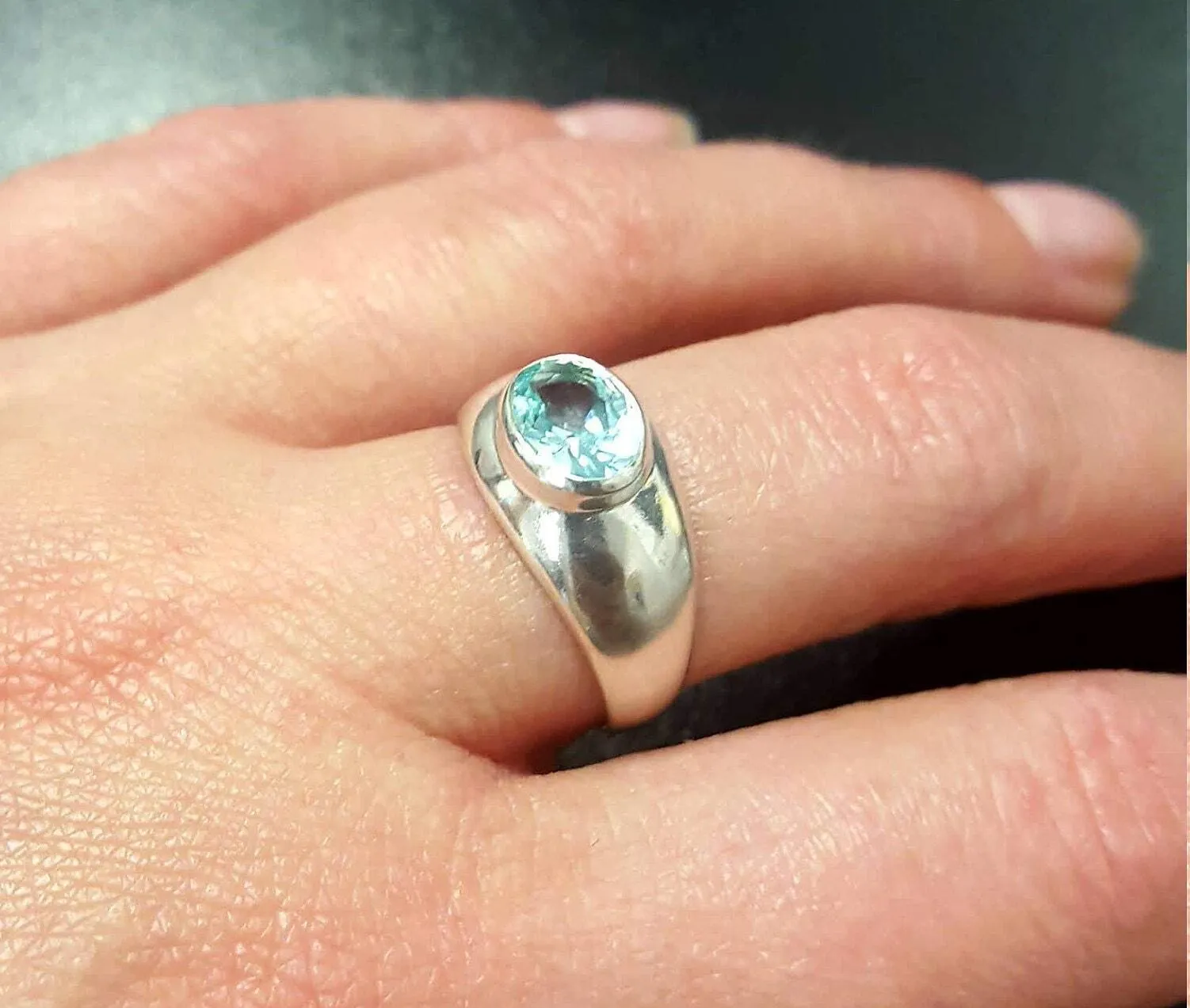 Aquamarine Silver Ring - Chunky Ring, Statement Aquamarine Ring, March Birthstone Ring