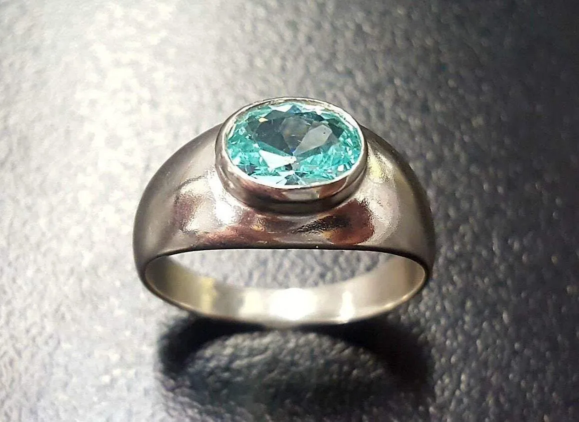 Aquamarine Silver Ring - Chunky Ring, Statement Aquamarine Ring, March Birthstone Ring