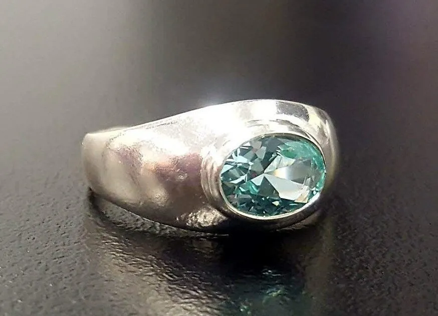 Aquamarine Silver Ring - Chunky Ring, Statement Aquamarine Ring, March Birthstone Ring