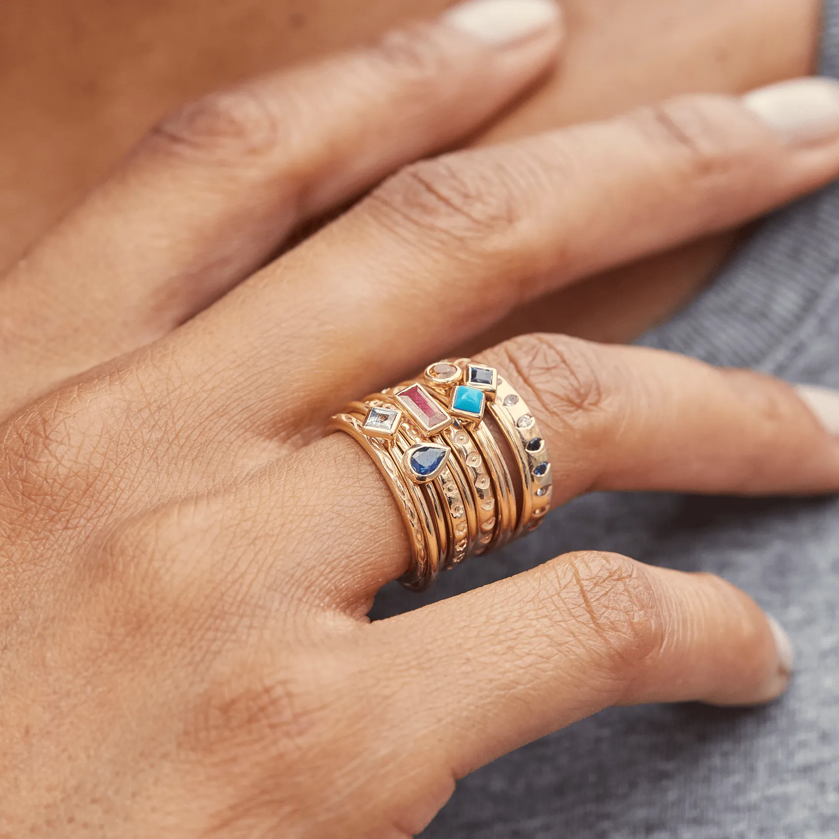 Aquamarine Stacking Ring - Pear Cut
