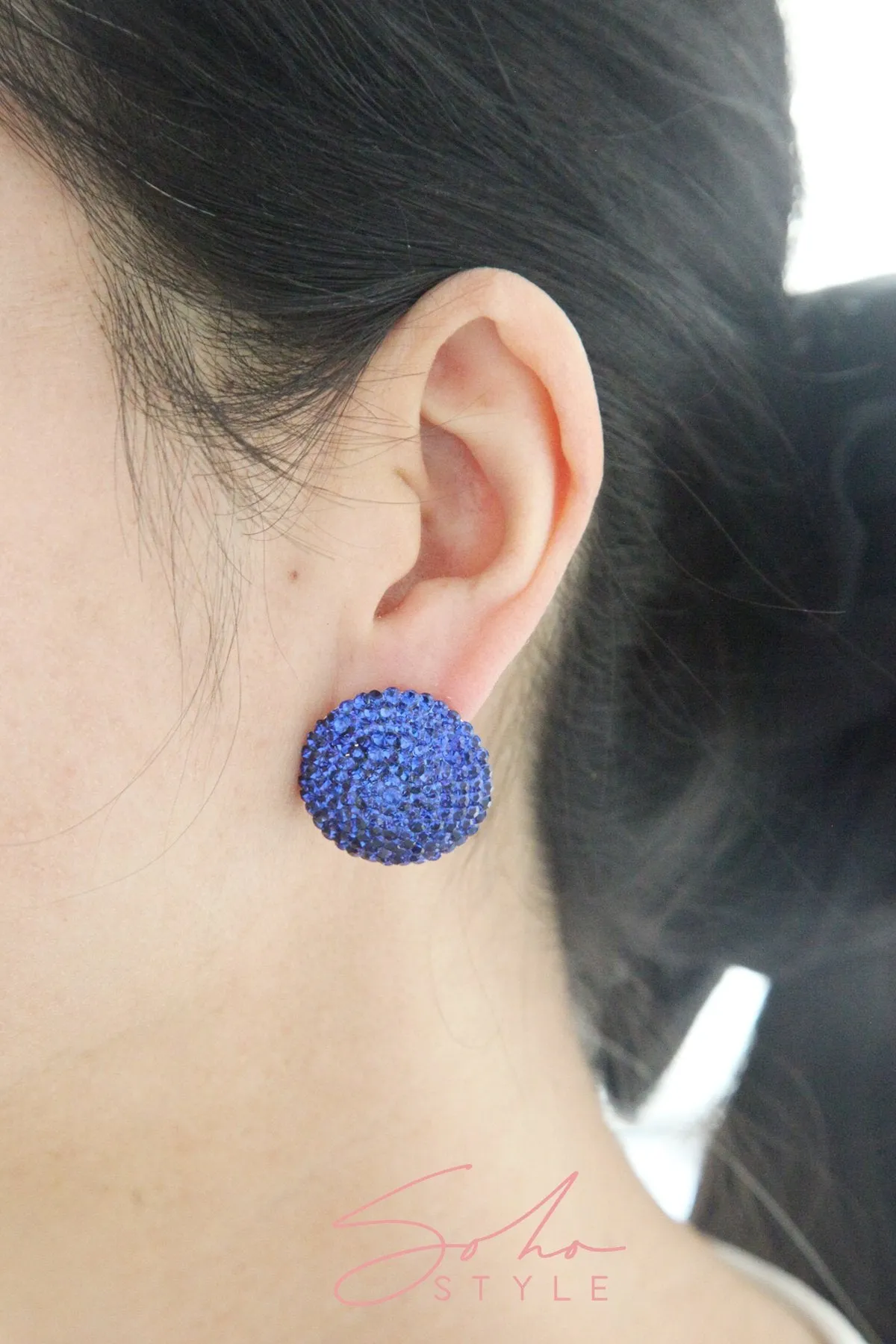 Big circle crystal cluster earring