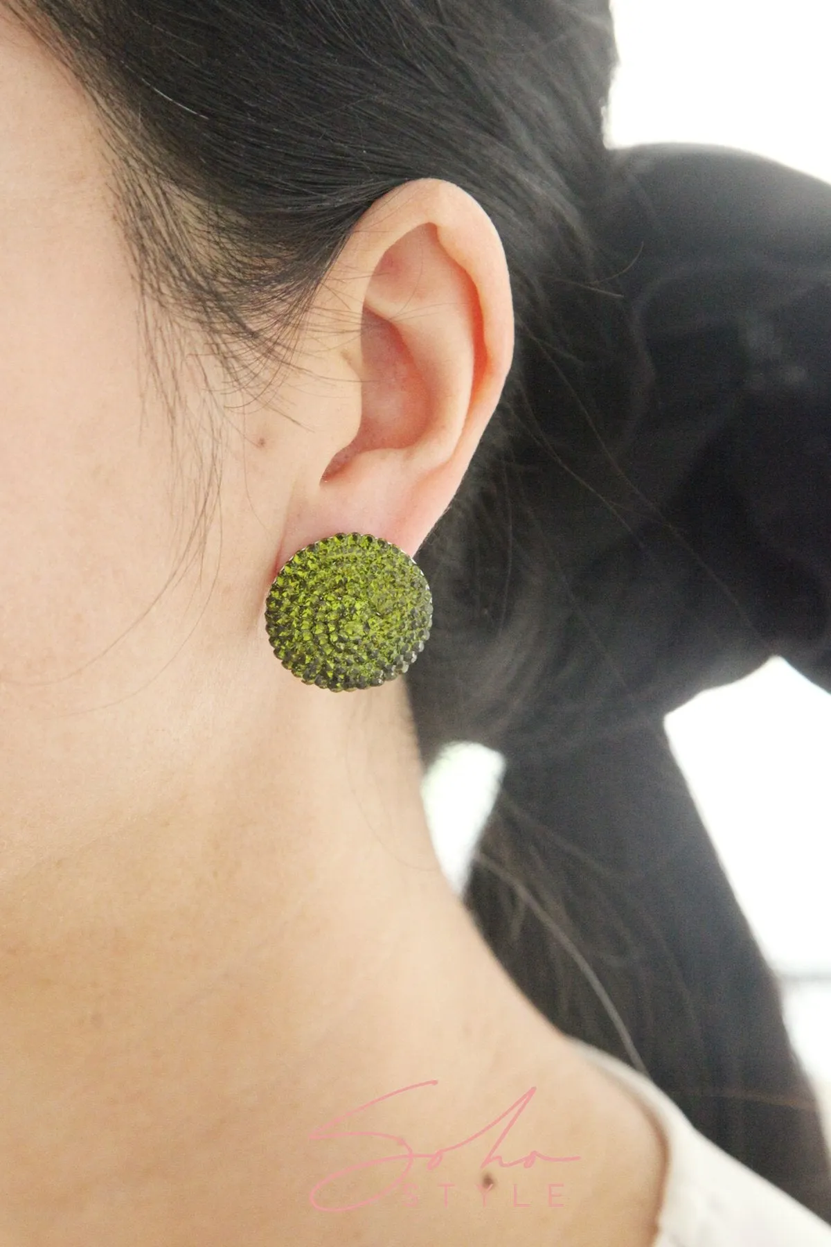 Big circle crystal cluster earring