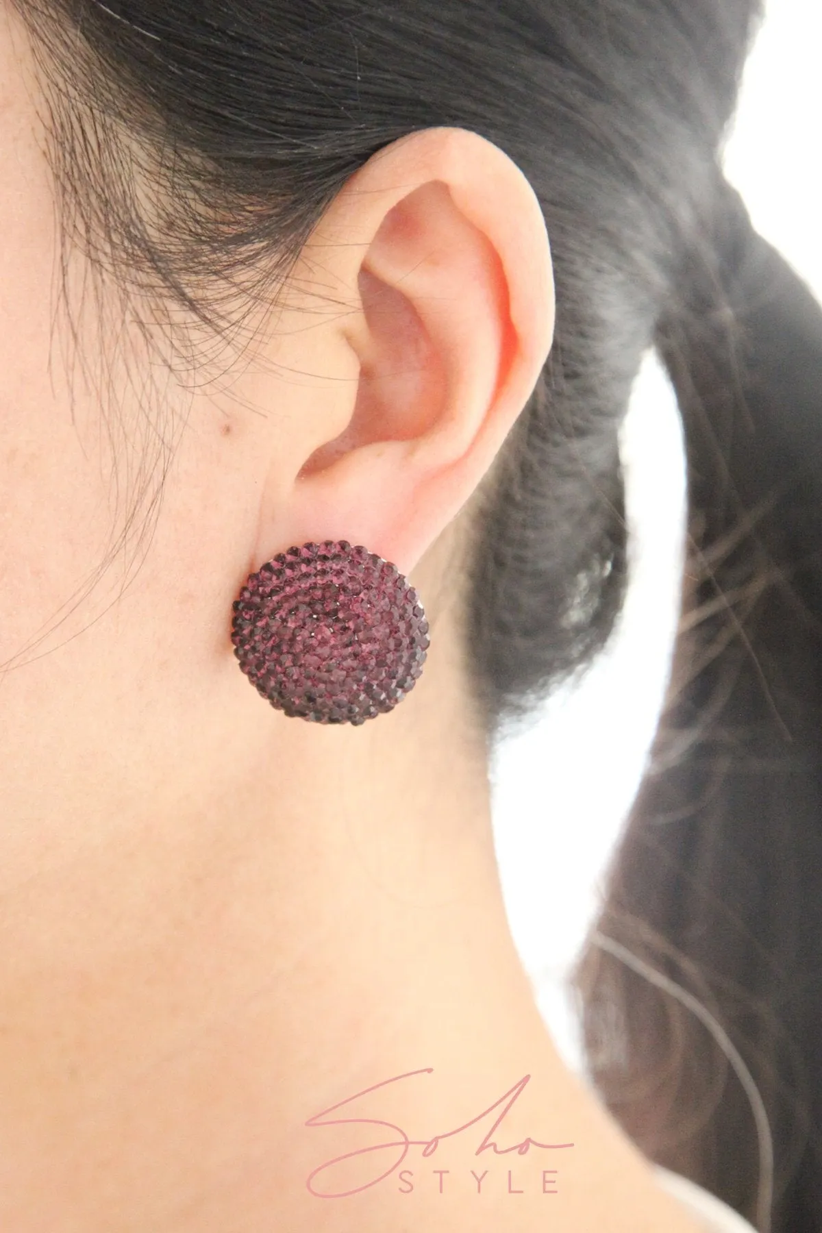 Big circle crystal cluster earring