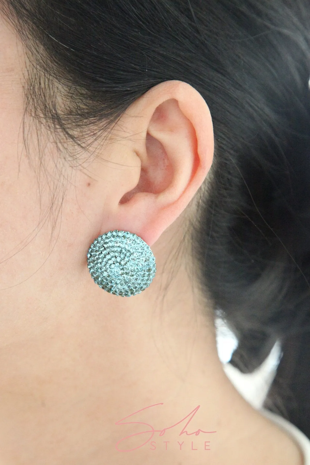 Big circle crystal cluster earring