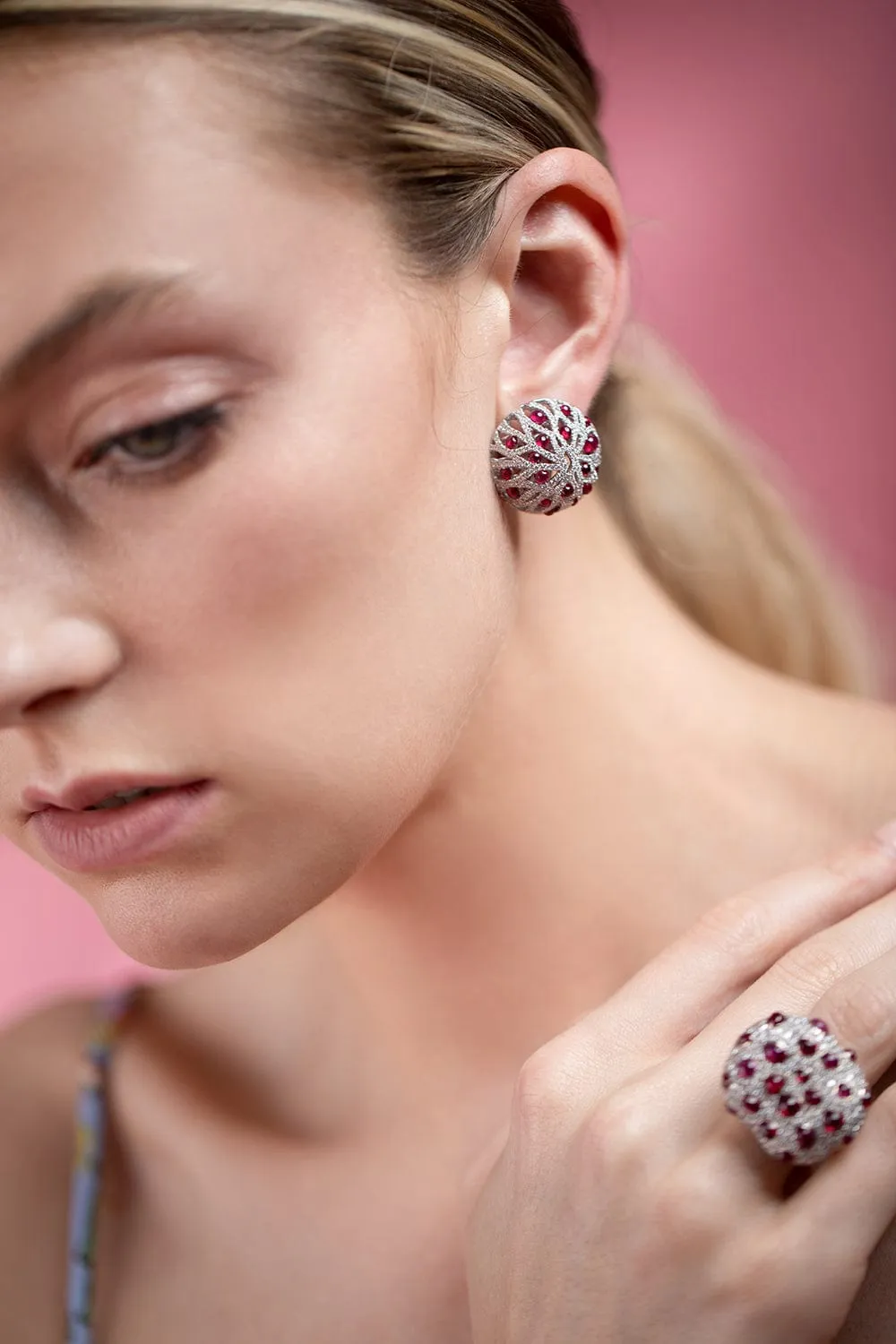 Bleeding Tooth Ruby Earrings