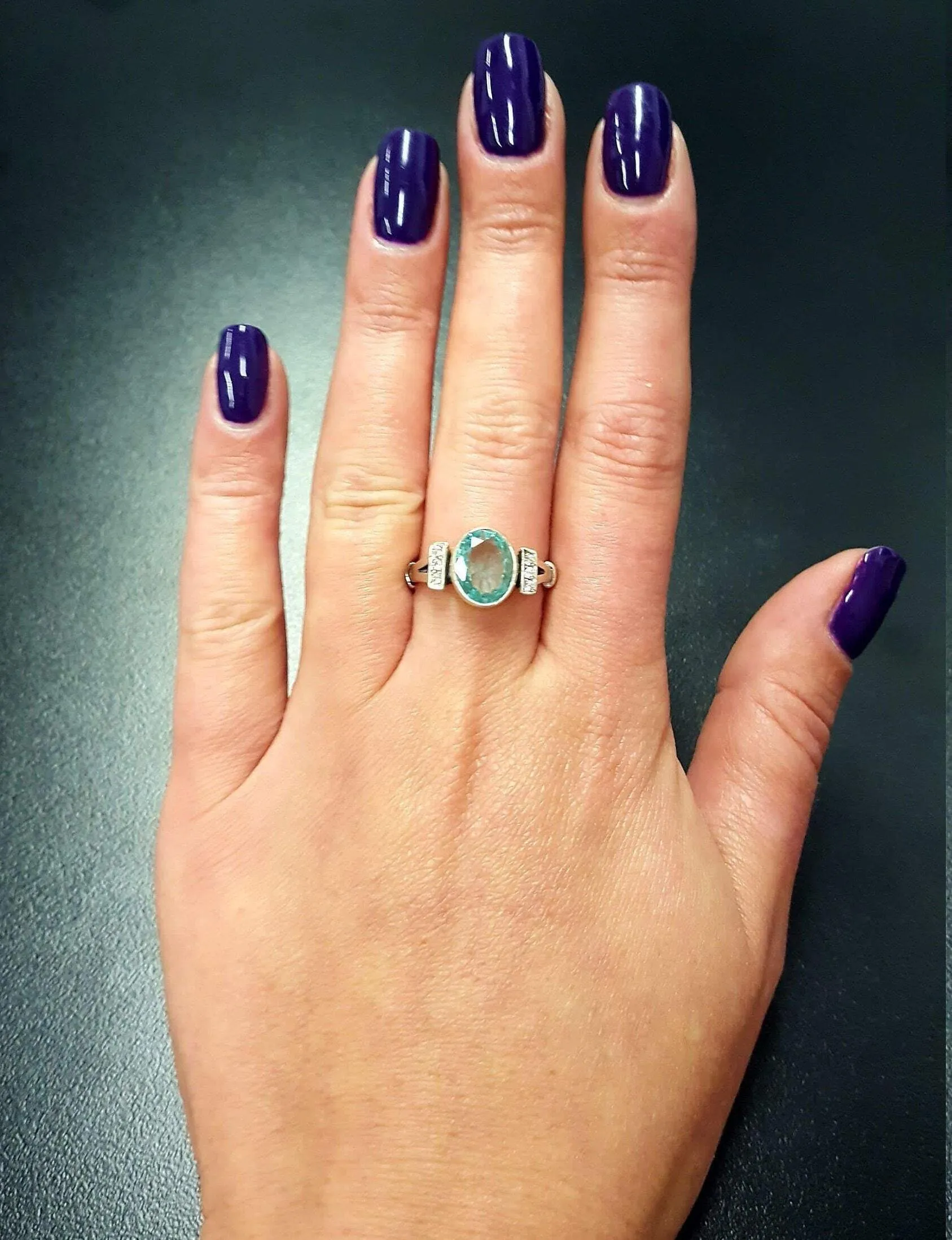 Blue Aquamarine Ring - Blue Engagement Ring - Vintage Promise Ring