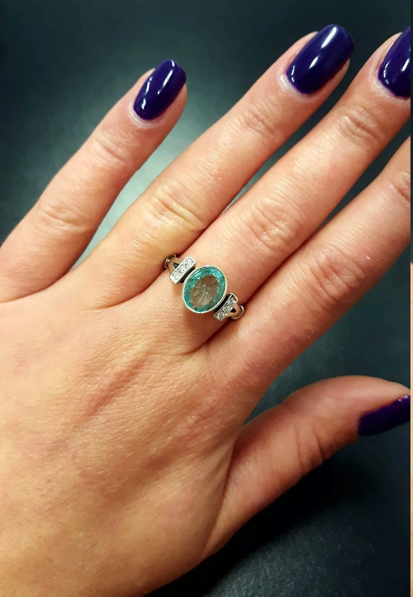 Blue Aquamarine Ring - Blue Engagement Ring - Vintage Promise Ring