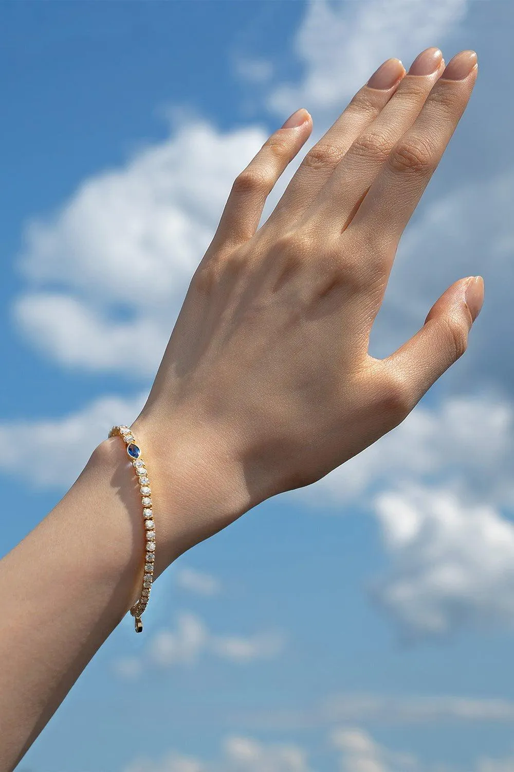 Blue Sapphire Diamond Tennis Bracelet