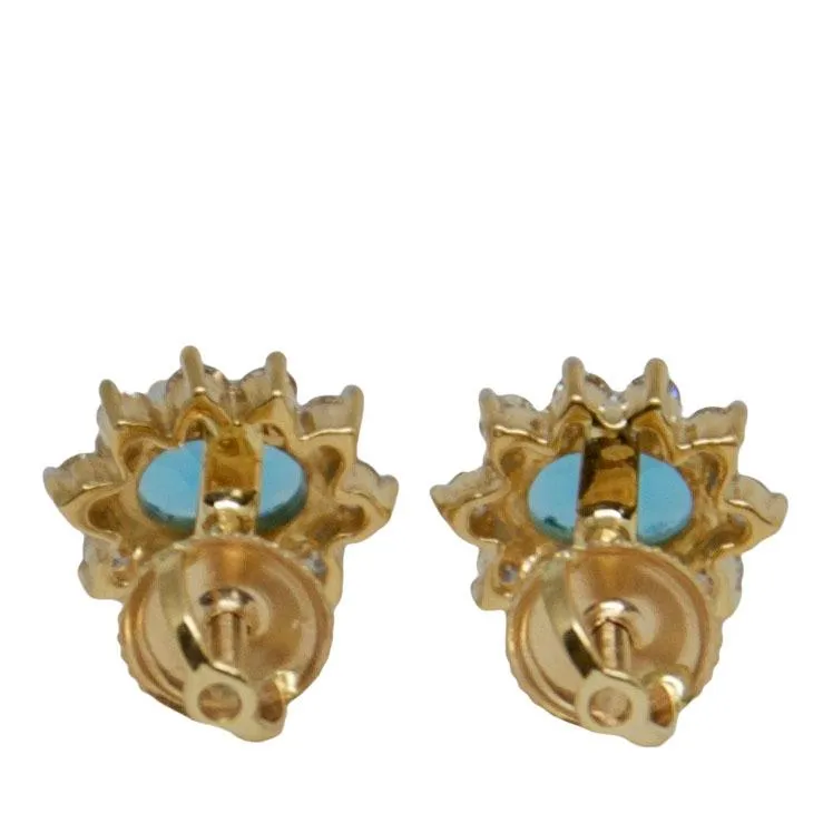 Blue Topaz & Diamond Stud Earrings