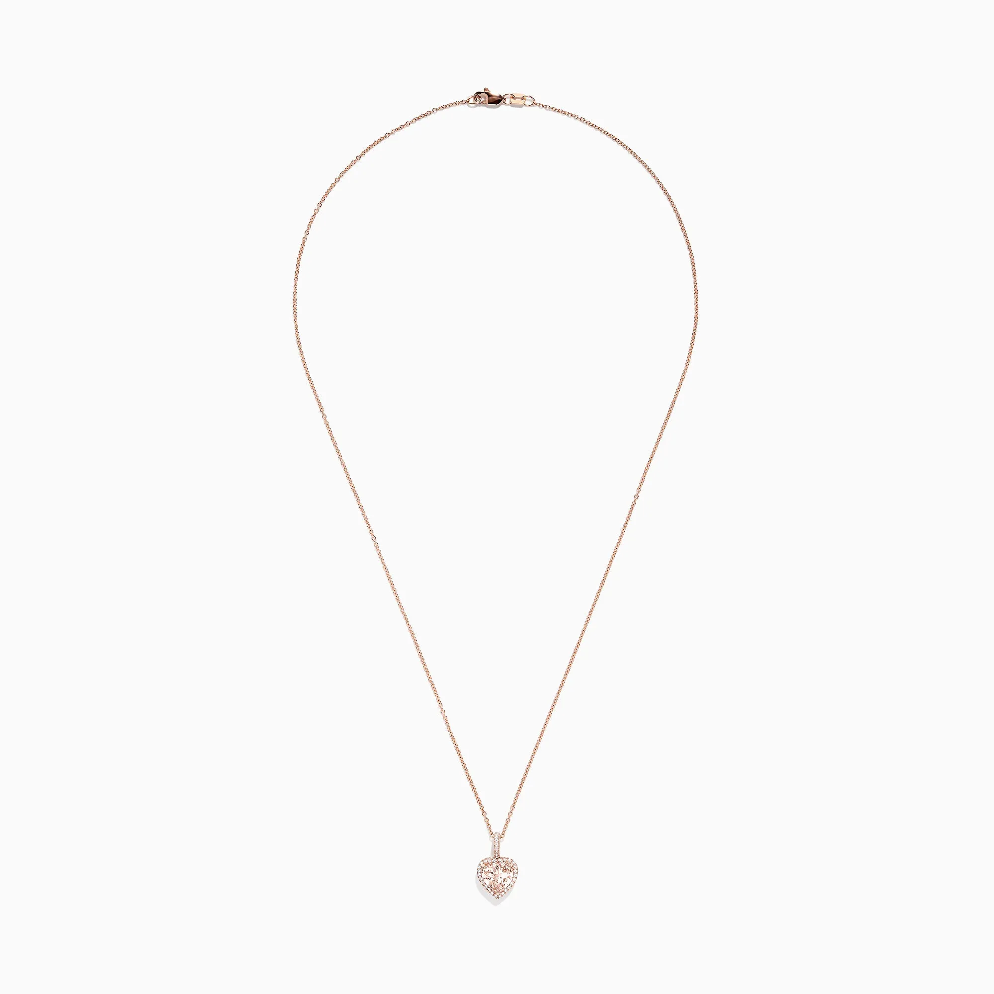 Blush 14K Rose Gold Morganite and Diamond Heart Pendant, 1.88 TCW