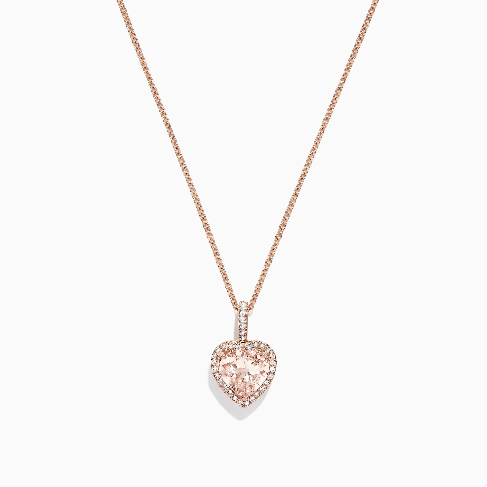 Blush 14K Rose Gold Morganite and Diamond Heart Pendant, 1.88 TCW