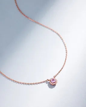 Bold Pink Sapphire Mini Round Pave Pendant
