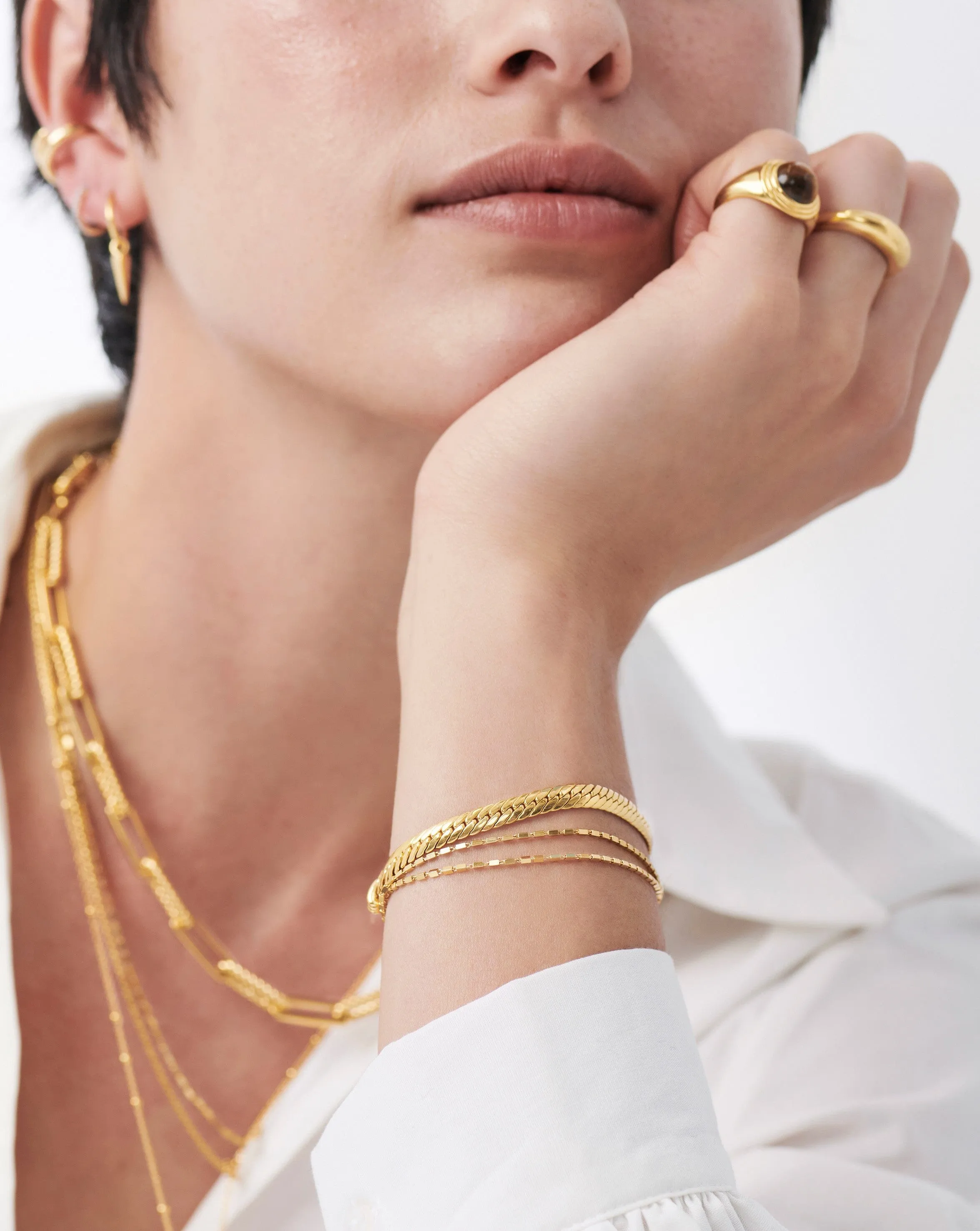 Box Link Double Chain Bracelet | 18k Gold Vermeil
