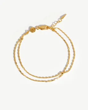 Box Link Double Chain Bracelet | 18k Gold Vermeil