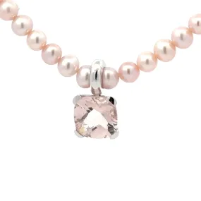 Buchwald 18ct white gold pink morganite pearl necklace