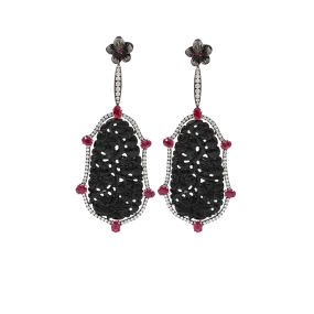 Carved Black Jade Earrings