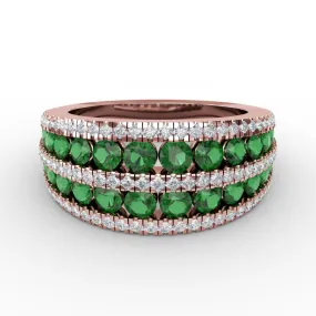 Chasing Bliss Emerald and Diamond Stacked Row Ring