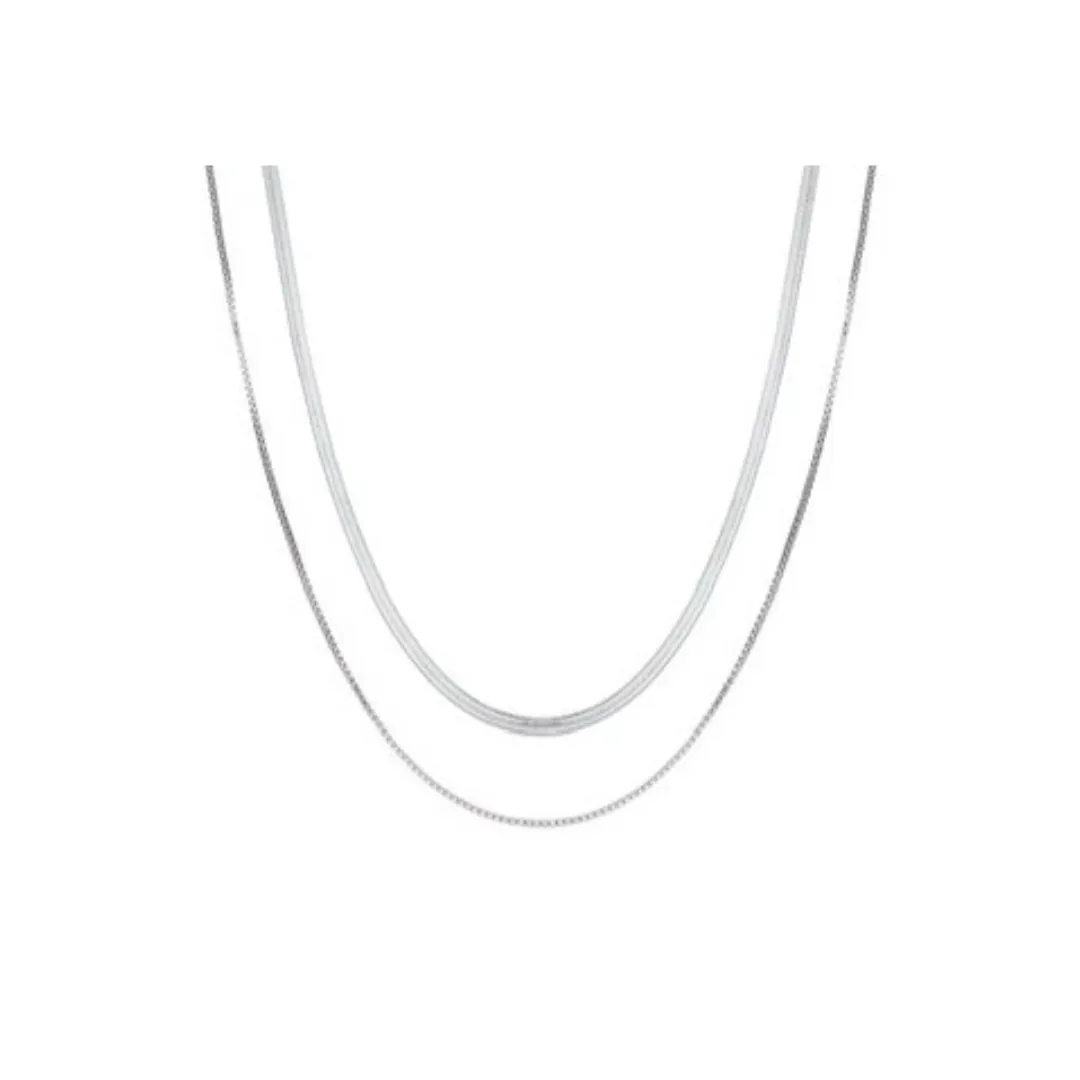 Circle of Love Herringbone Layered Necklace - Gold/Silver
