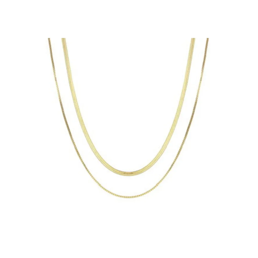Circle of Love Herringbone Layered Necklace - Gold/Silver
