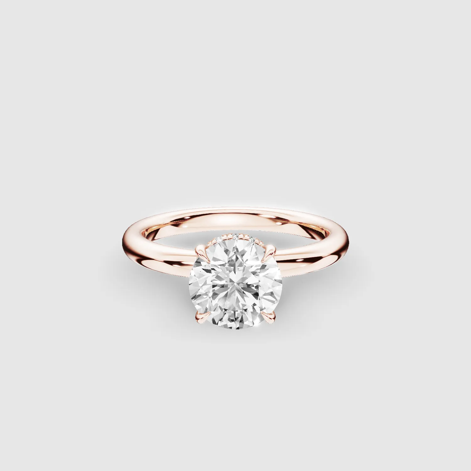 Classic Hidden Halo Solitaire Ring-Round