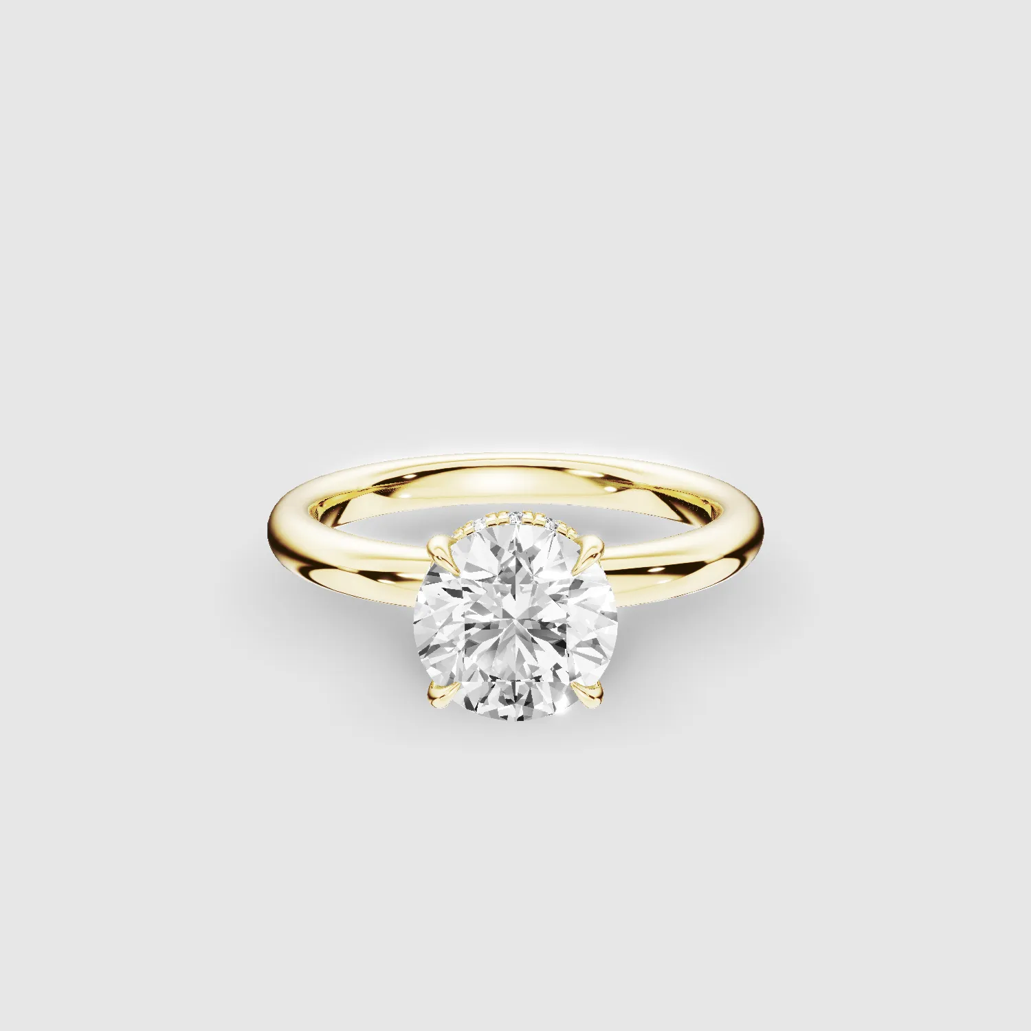 Classic Hidden Halo Solitaire Ring-Round