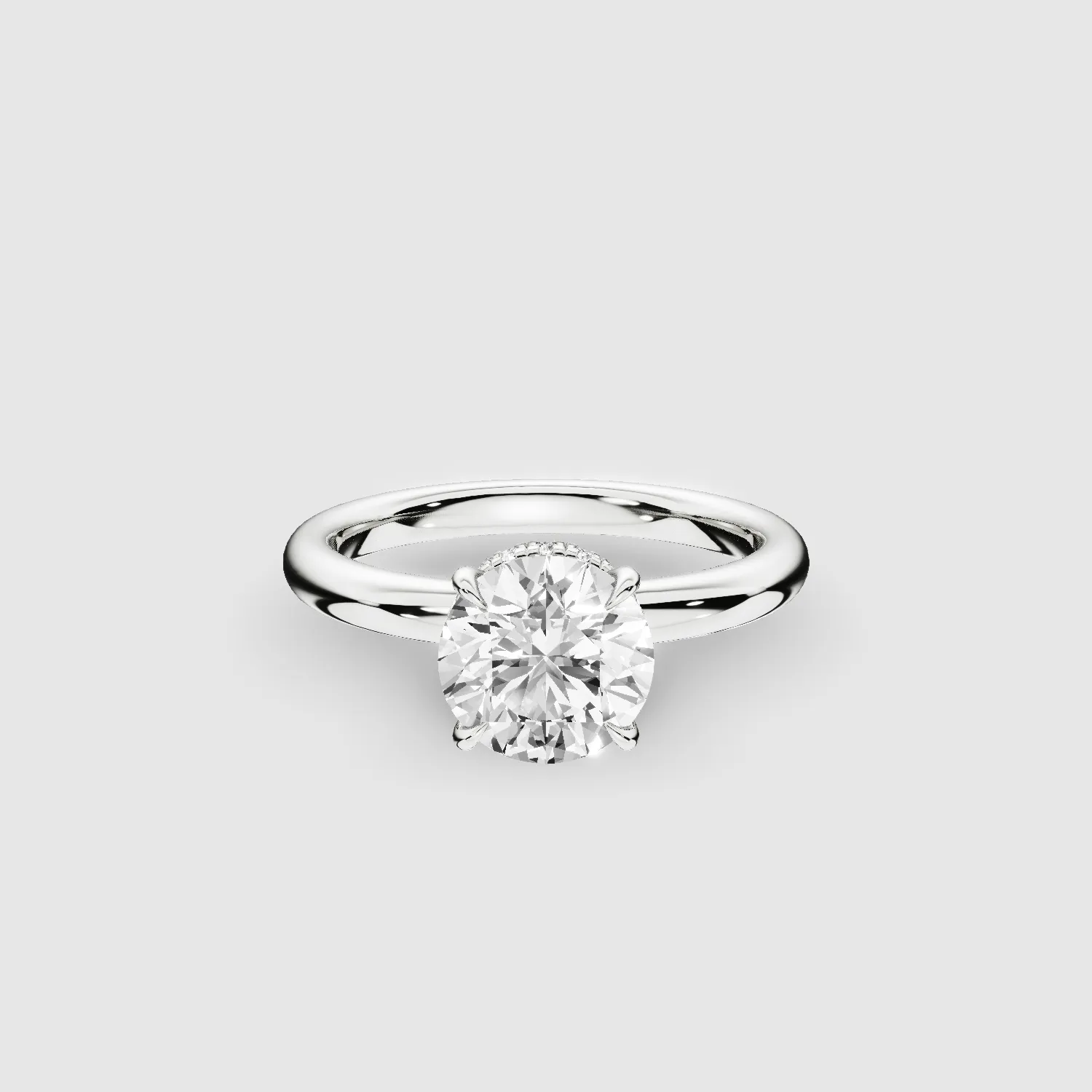 Classic Hidden Halo Solitaire Ring-Round