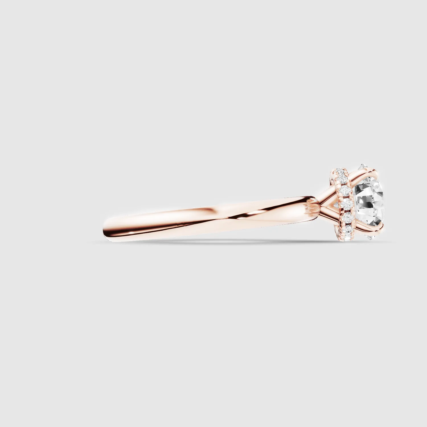 Classic Hidden Halo Solitaire Ring-Round