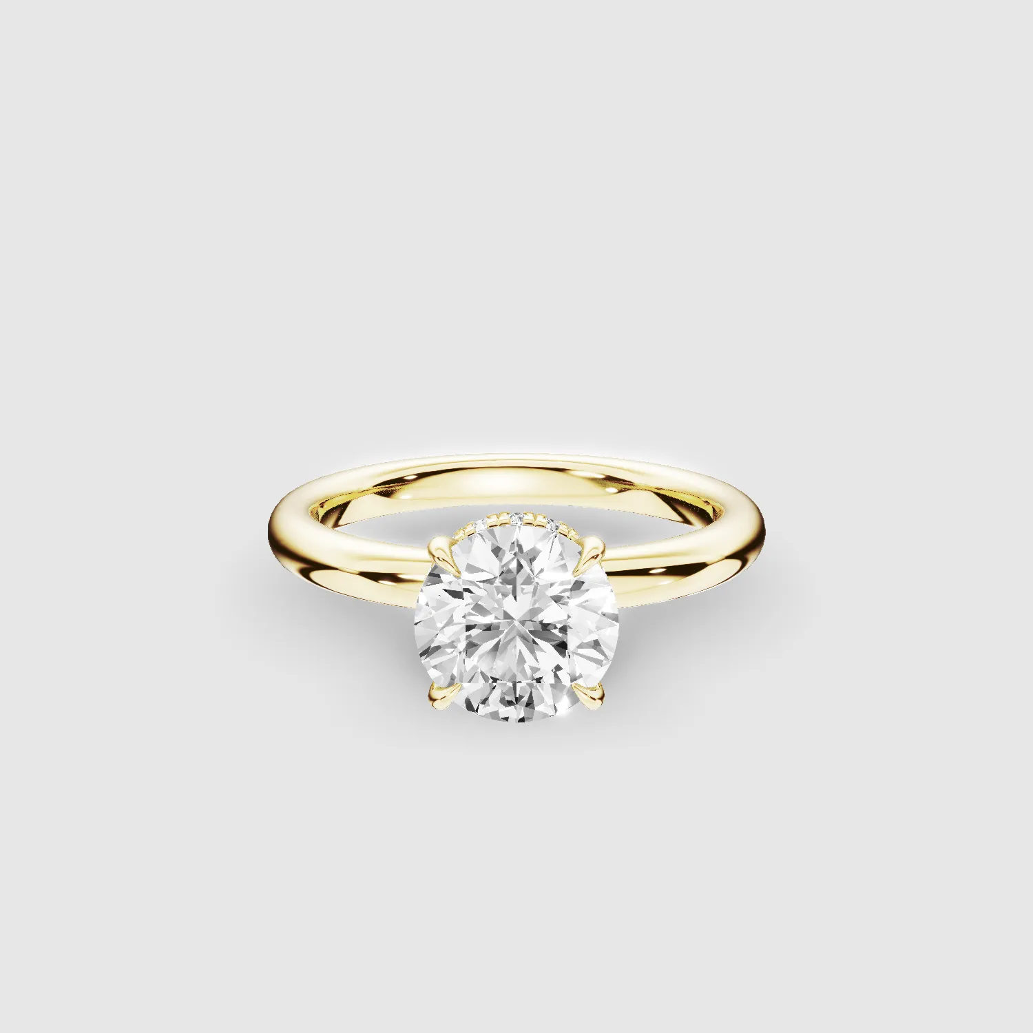 Classic Hidden Halo Solitaire Ring-Round