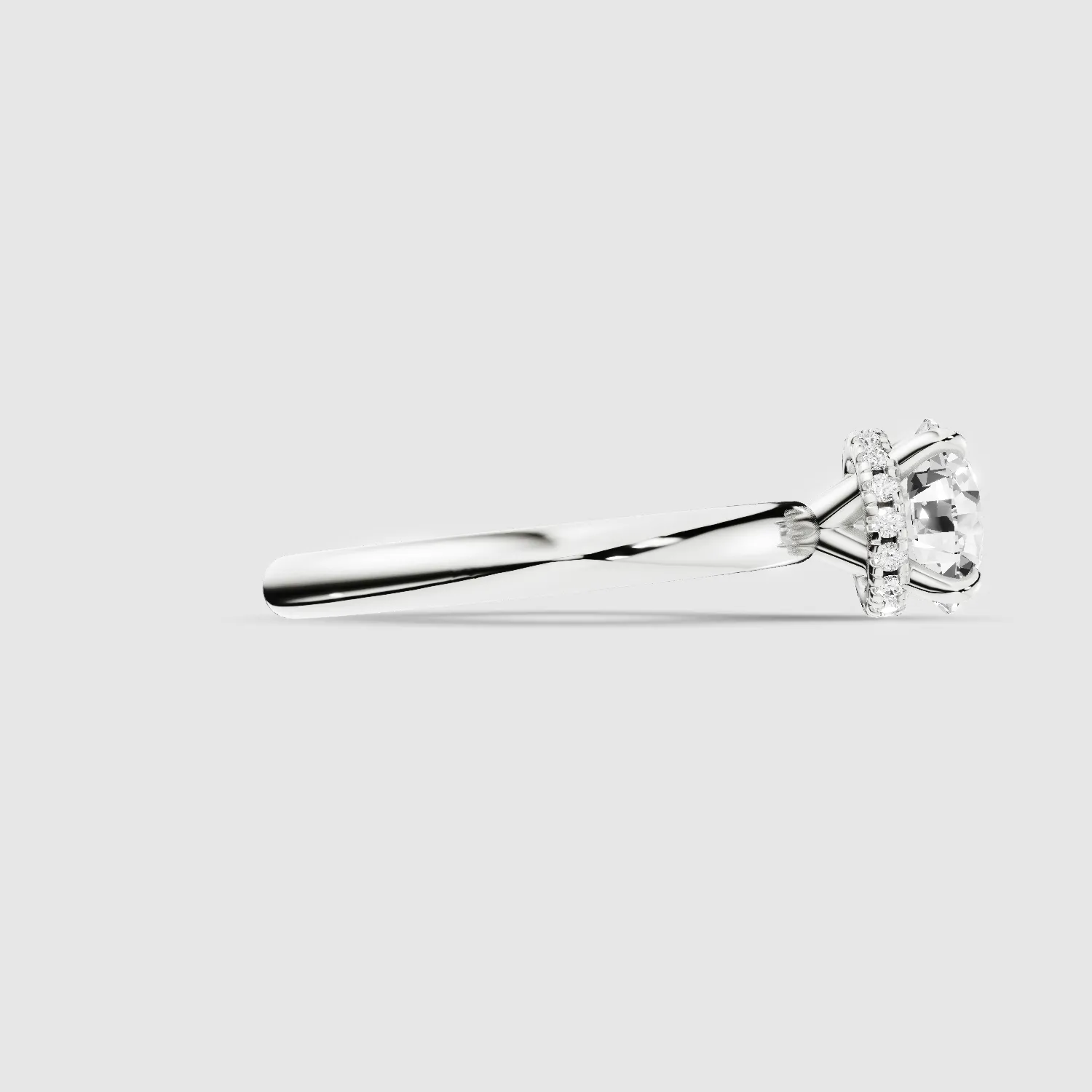 Classic Hidden Halo Solitaire Ring-Round