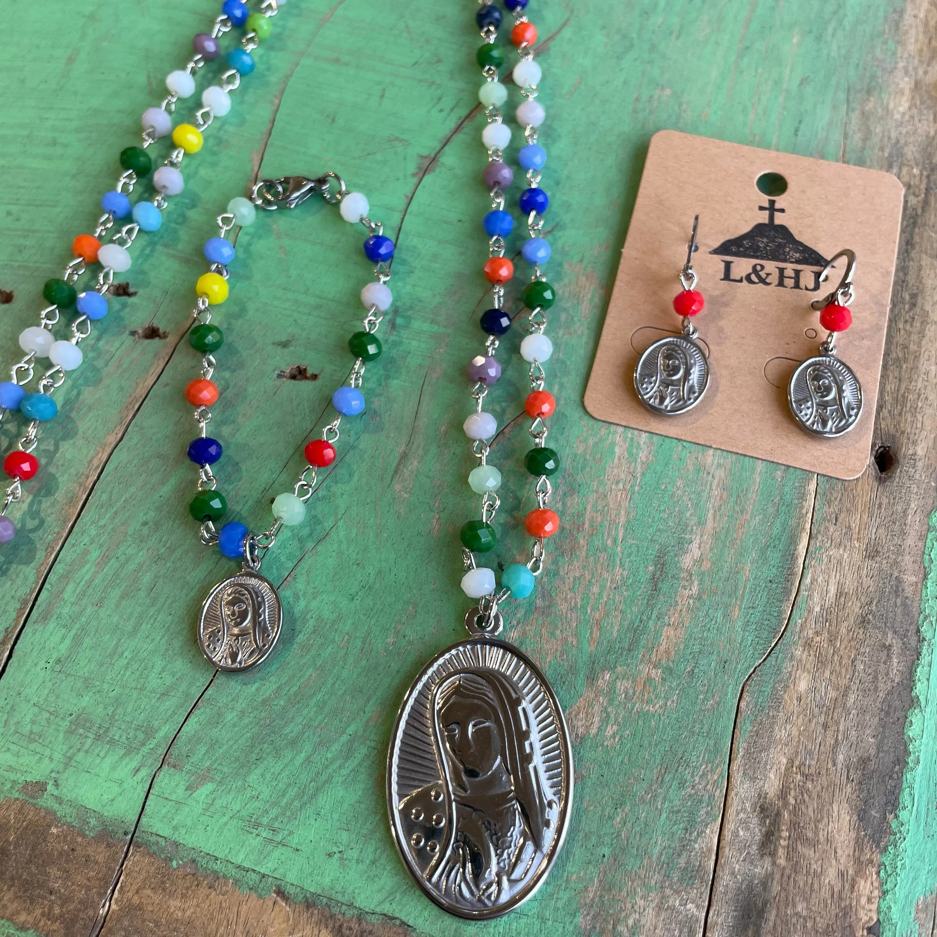 Colorful Crystal OLG Necklace, Earrings, and Bracelet