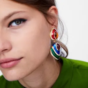 Colorful Crystal Resin Heart Clip on Earrings Without Piercing for Women