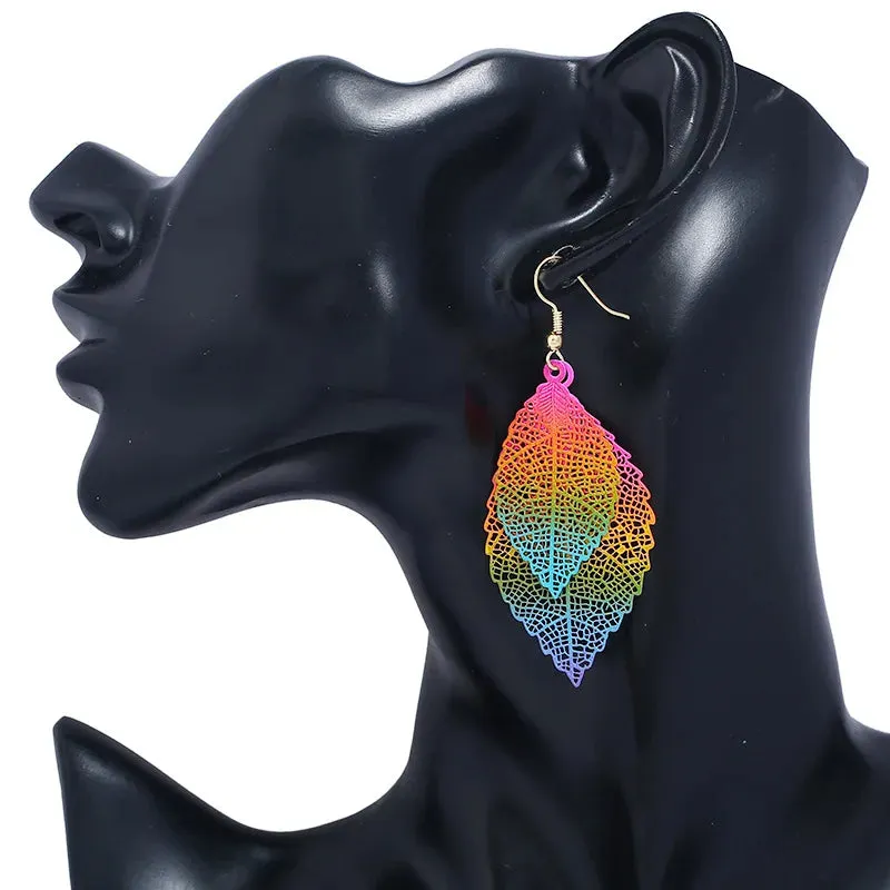 Colorful Leaf Dangle Earrings