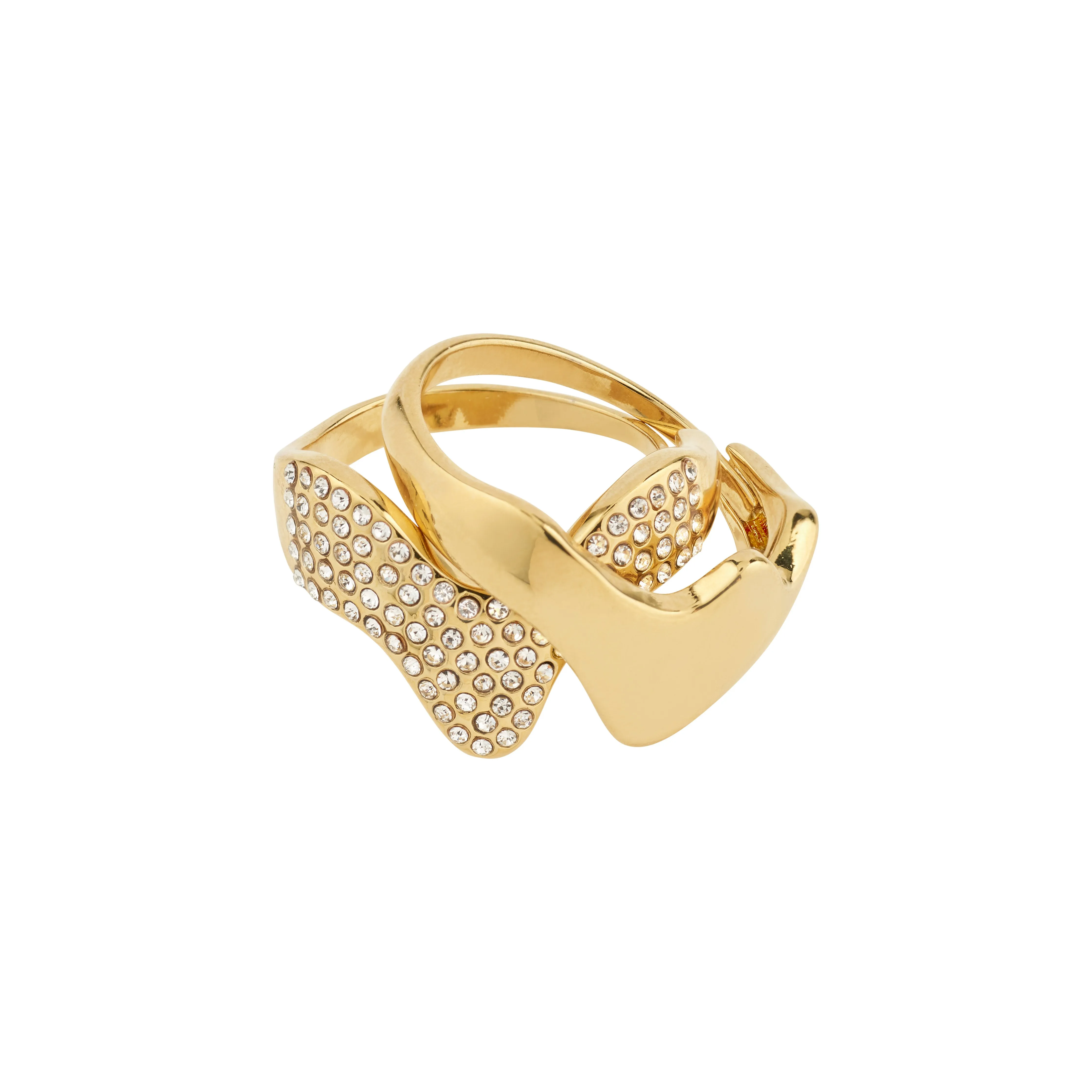 CONNECT 2-in-1 set crystal rings gold-plated