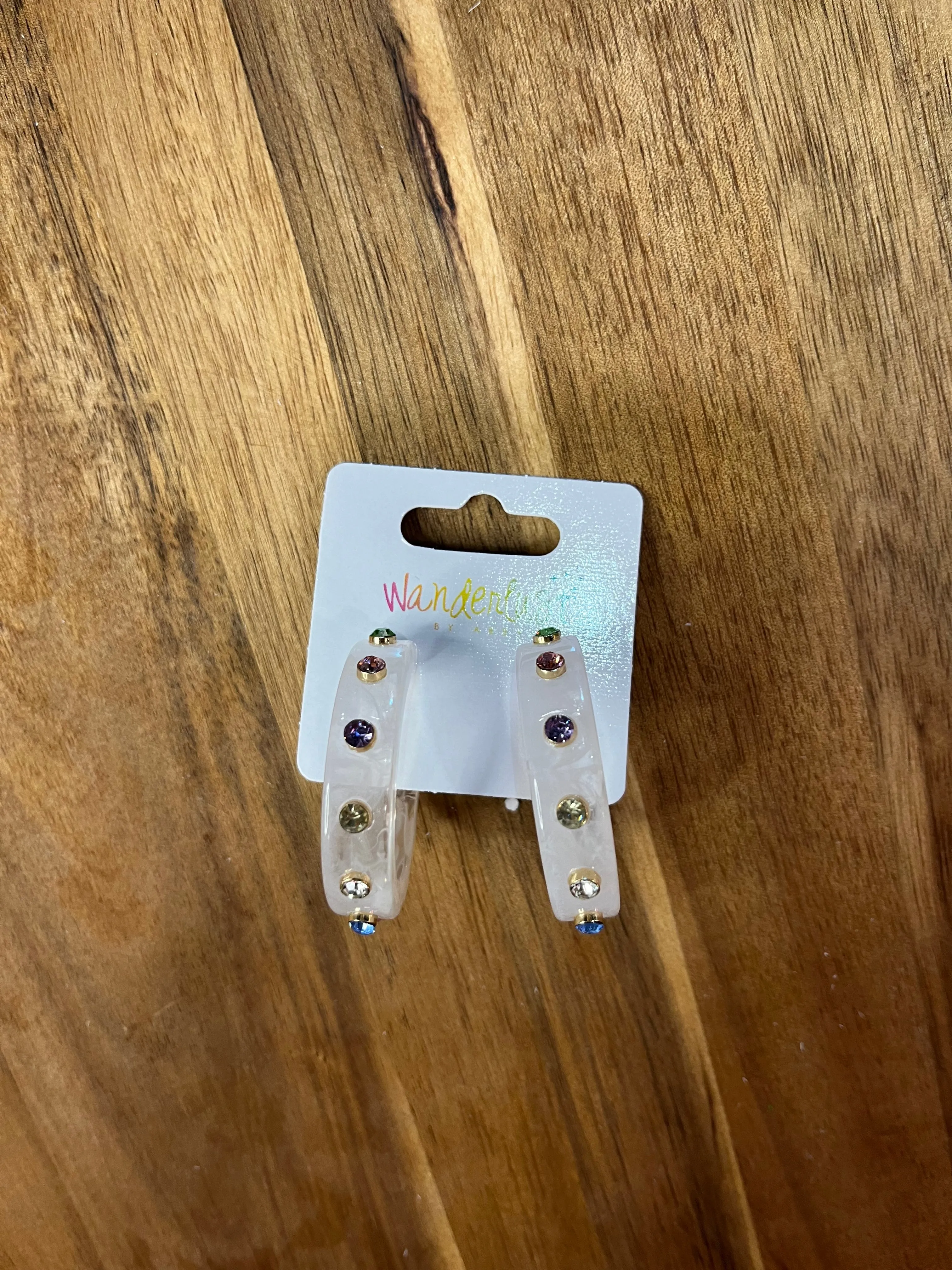 Crystal Bead Clear Hoop Earrings