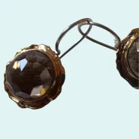 Dangle earrings silver and  goldfilled Israeli jewelry Champagne gemstones
