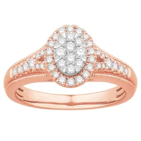 Diamond Oval Halo Engagement Ring in Rose Gold