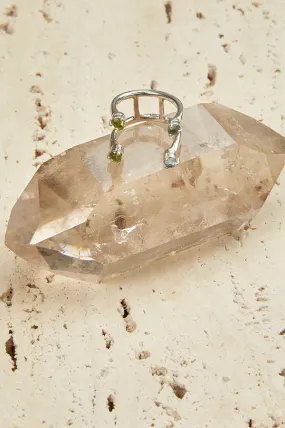 Double Wave Peridot & Aquamarine Ring