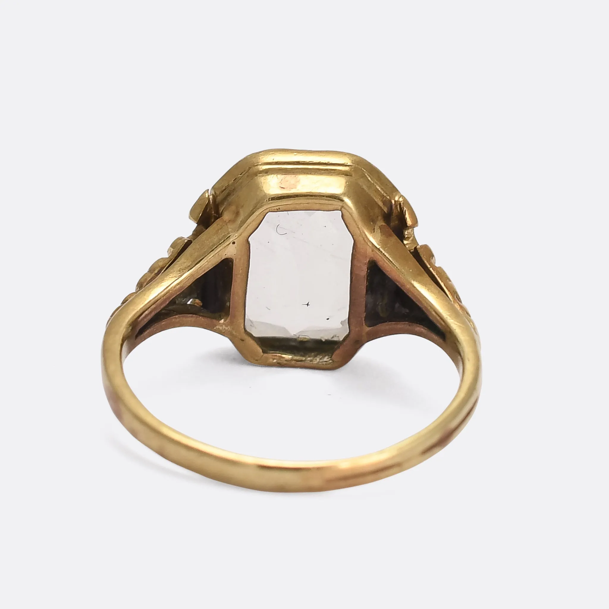 Edwardian 2.68ct Aquamarine Scrolled Shoulders Solitaire Ring